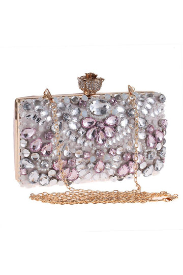 Rhinestone Light Pink Sparkly Evening Clutch Torba